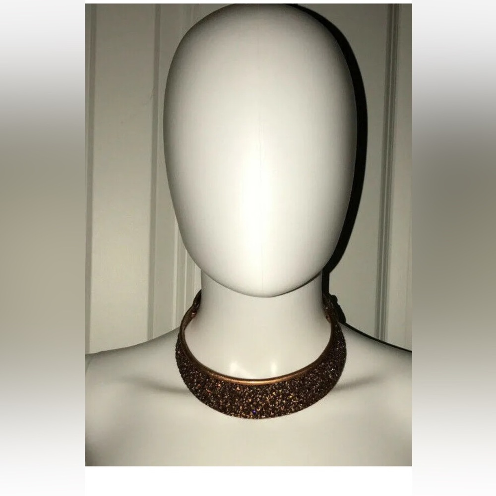 Clara Studios (Kasavina) vintage bronze tone crystal encrusted choker necklace
